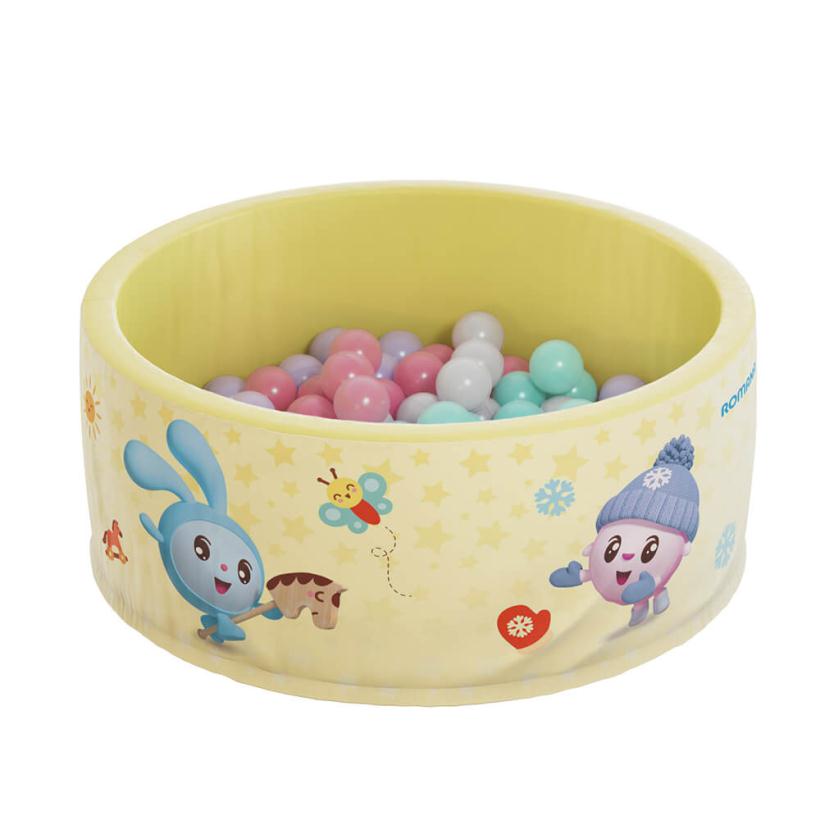 Сухой бассейн ROMANA Airpool Малышарики Времена года желтый, 150 шариков