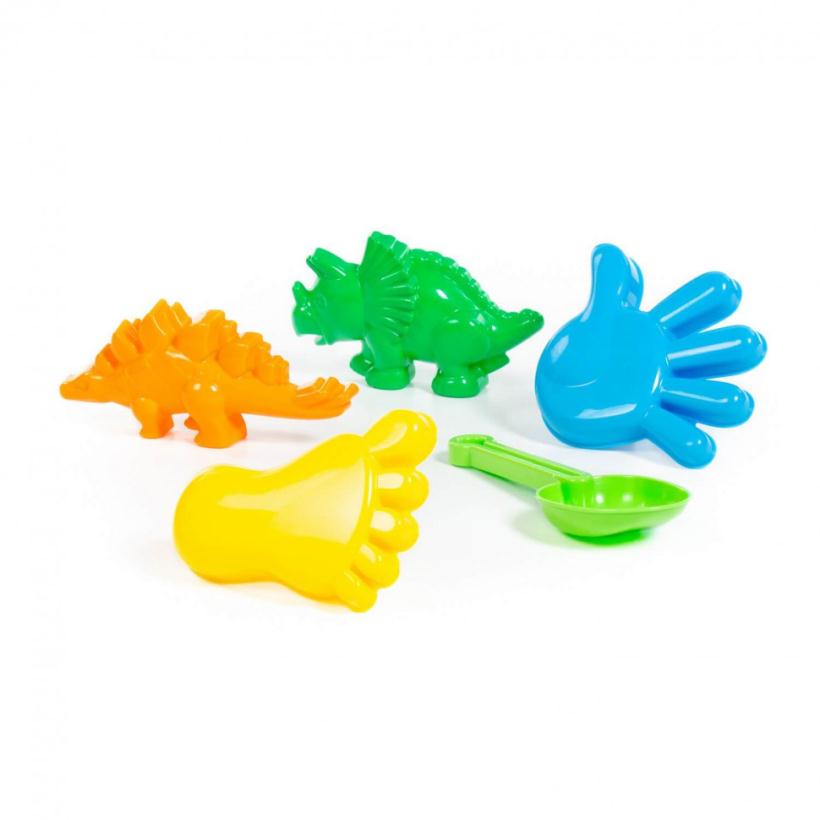Формочки Набор №371 (ладошка, ручка, совок7, два динозавра)