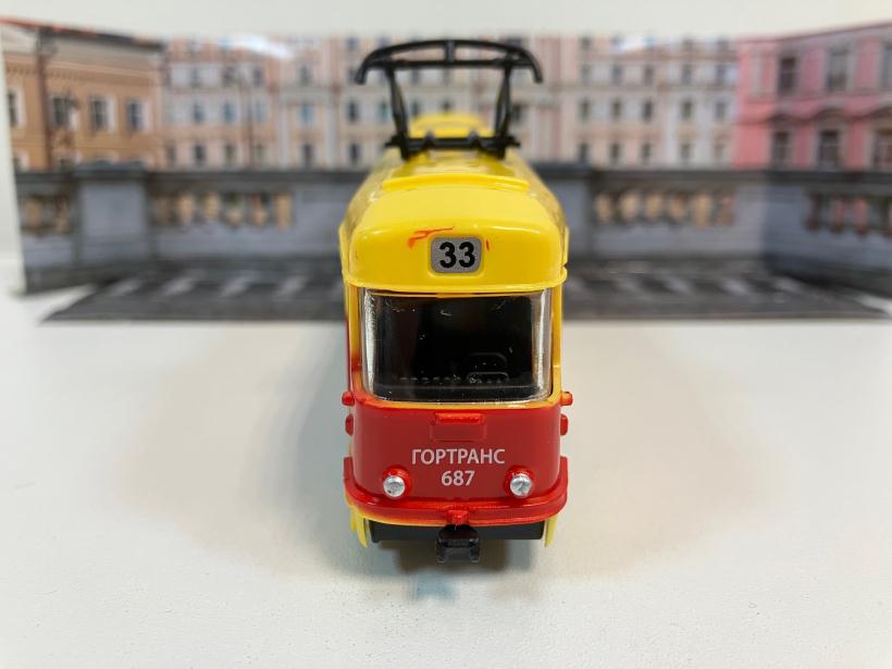 Трамвай Технопарк 17,5 см, открываются двери, пластик арт.2004I022-R