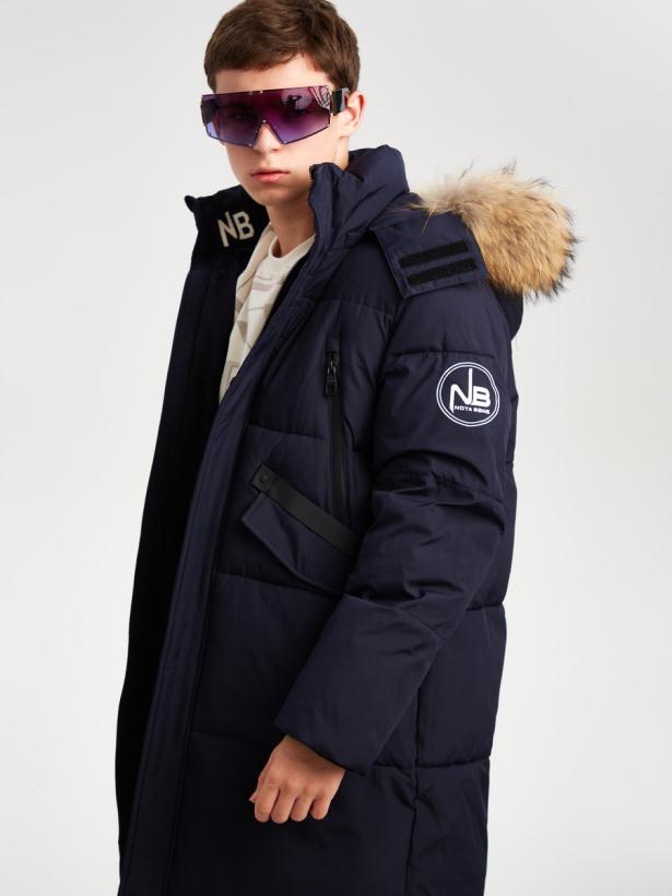 Куртка зимняя для мальчика Nota Bene темно-синий, с натуральной опушкой