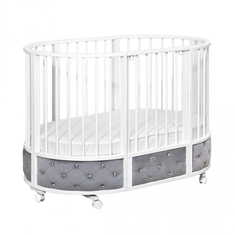 Кровать Островок уюта EVA декор VIP (велюр, стразы) поперечный маятник, колесо, цвет серый