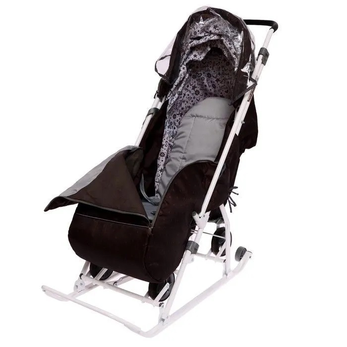 Санки-коляска Nika Наши детки в горошек шоколадный НДТ3-1К/3