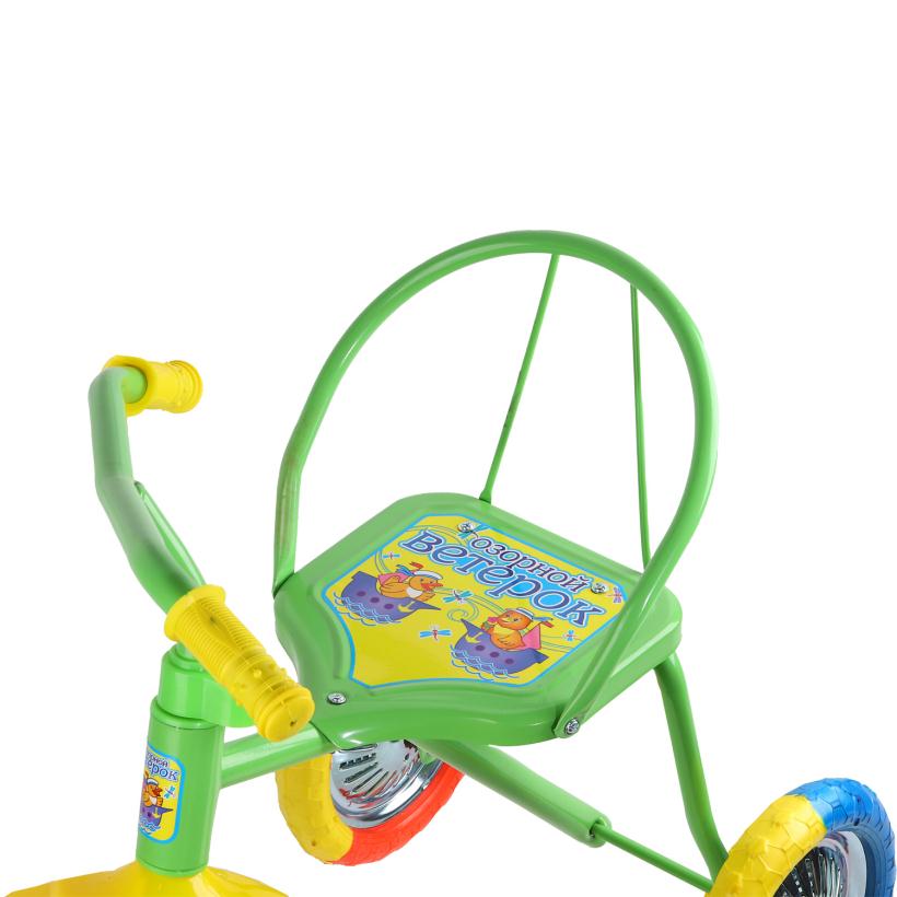 Велосипед трехколесный Озорной ветерок зеленый цветные колеса из ЭВА арт.GV-B3-2MX