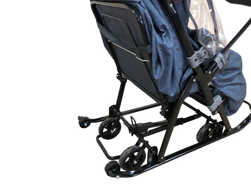 Санки-коляска Galaxy kids 1-1 Plus лен серо-зеленый