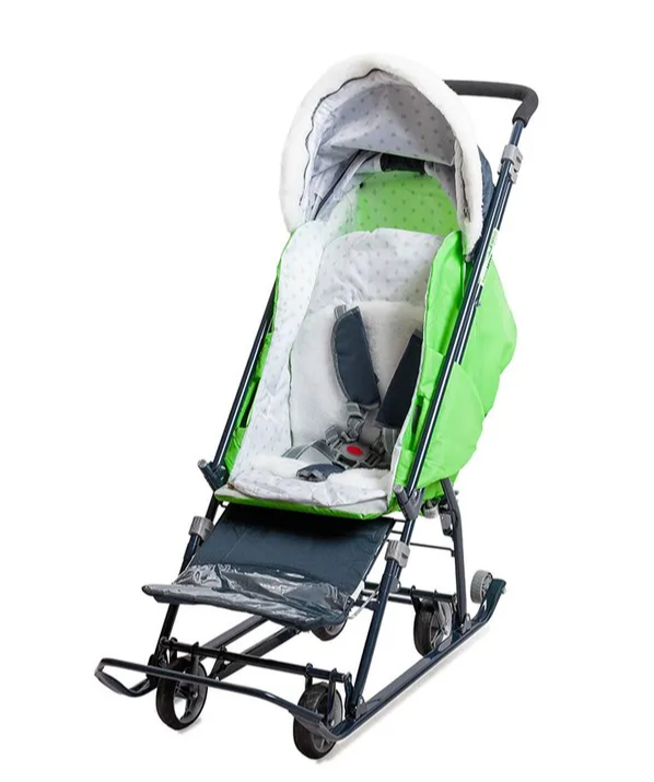 Санки-коляска Nika Наши детки 4-1 серый с зеленым арт.НДТ4-1/1