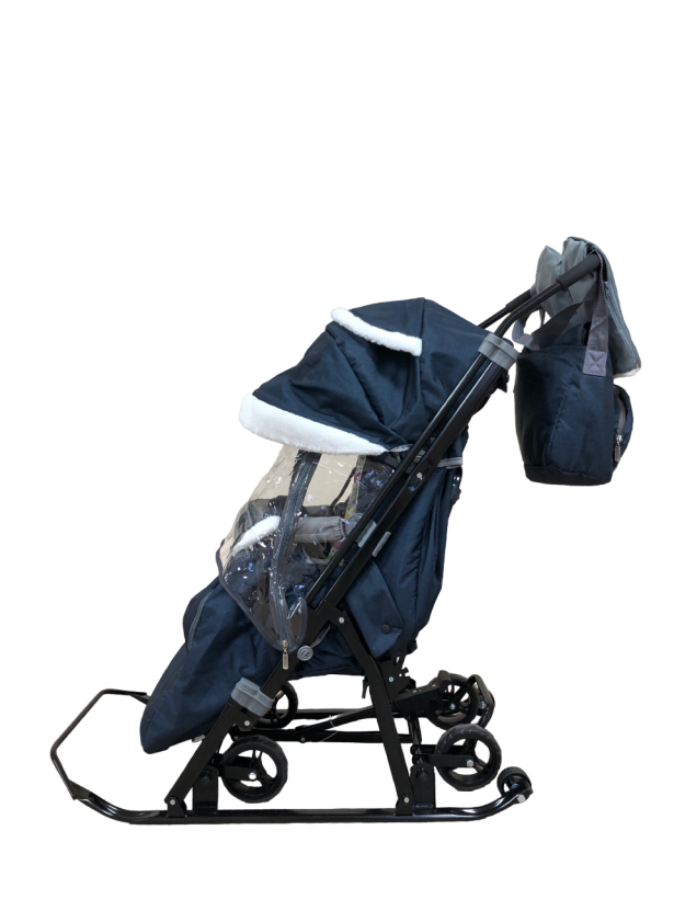 Санки-коляска Galaxy kids 1-1 Plus лен темно-синий