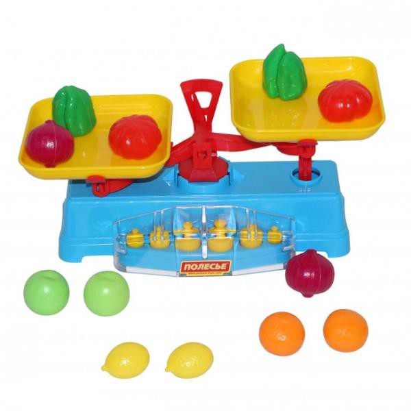Полесье 53787 Игровой набор "Весы" + Набор продуктов (12 элементов) (в сеточке)
