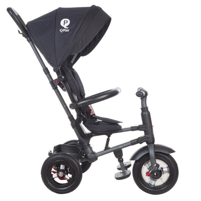 Велосипед трехколесный QPLAY RITO черный складной, резиновые колеса 10"/8"