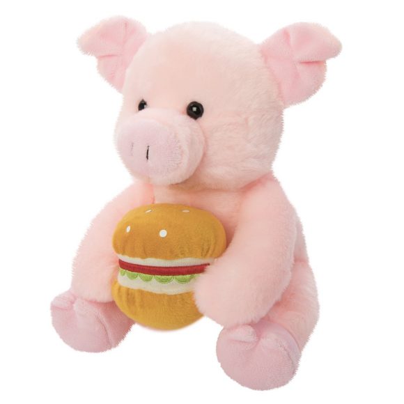 Мягкая игрушка "Поросенок Обжора с гамбургером", 23 см