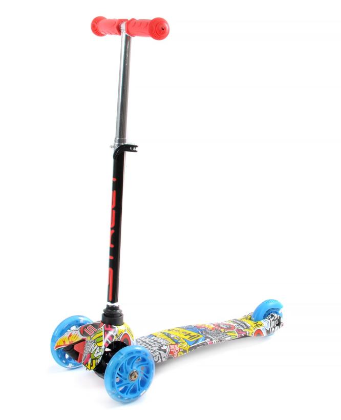 Самокат 3-х колесный с принтом, светящиеся колеса, разные расцветки арт.RR1-S