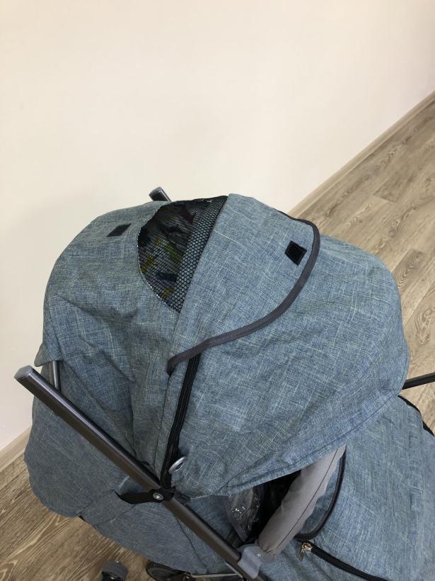 Санки-коляска Galaxy Snow kids 3-3С джинс серый с зеленым