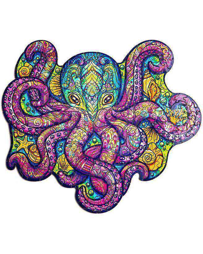 Деревянный пазл Puzzlewood "Тихоокеанский Осьминог" размер М 22*33 см 214 деталей