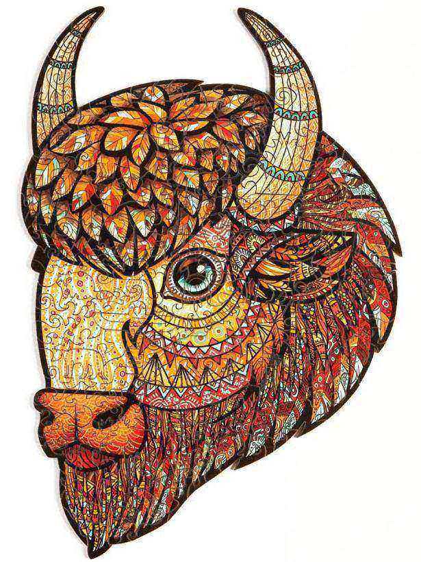 Деревянный пазл Puzzlewood "Американский Бизон", размер М 22х33 см 214 деталей