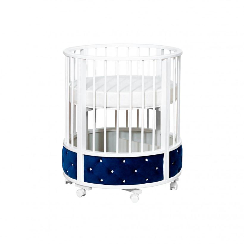 Кровать Островок уюта EVA декор VIP (велюр, стразы) поперечный маятник, колесо, цвет синий