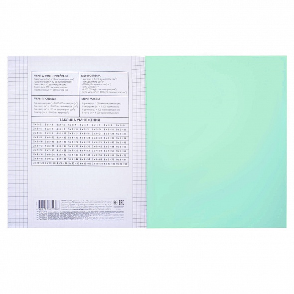 Тетрадь А5 18л Hatber Бирюзовая, клетка, офсет, на скобе, пластиковая обложка