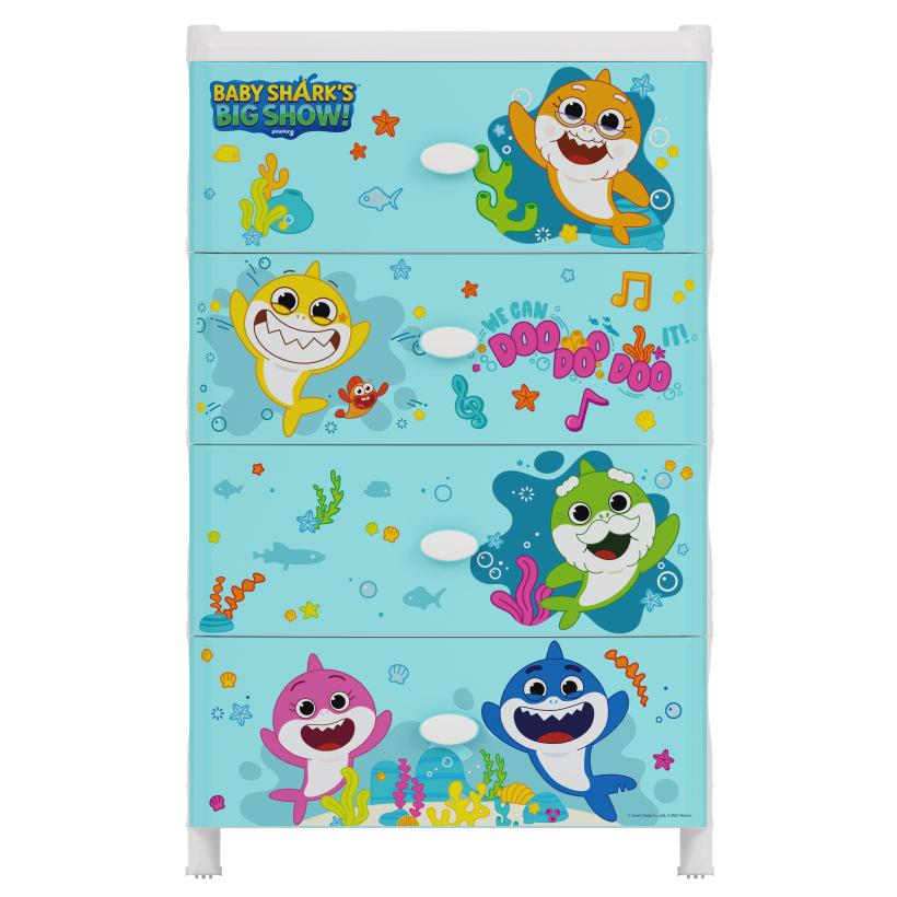 Комод пластиковый 4 секции Baby Shark's Big Show! широкий  арт.8492М