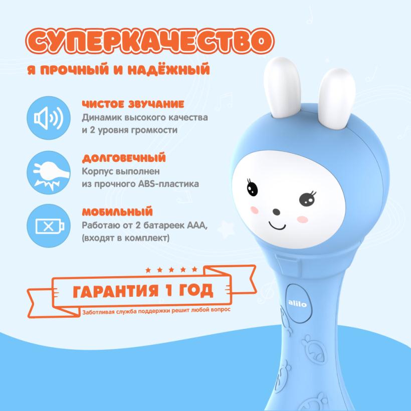 Интерактивная игрушка Зайка карапуз Alilo S1 голубой арт.60172