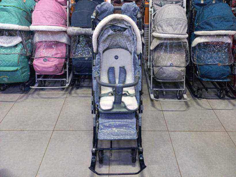 Санки коляска Ника детям НД7-8K синий джинс