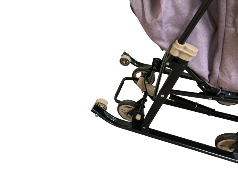 Санки-коляска Galaxy Glory Gloss пудровый с меховой отделкой