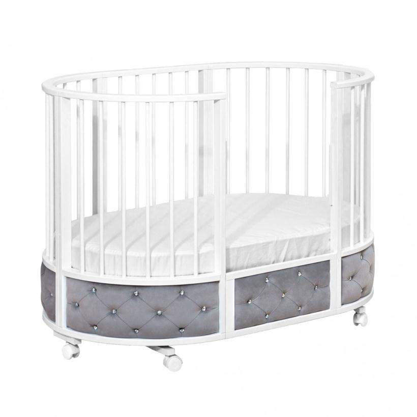 Кровать Островок уюта EVA декор VIP (велюр, стразы) поперечный маятник, колесо, цвет серый