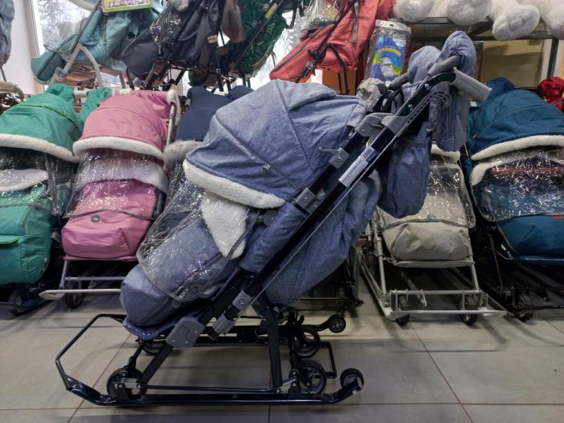 Санки коляска Ника детям НД7-8K синий джинс