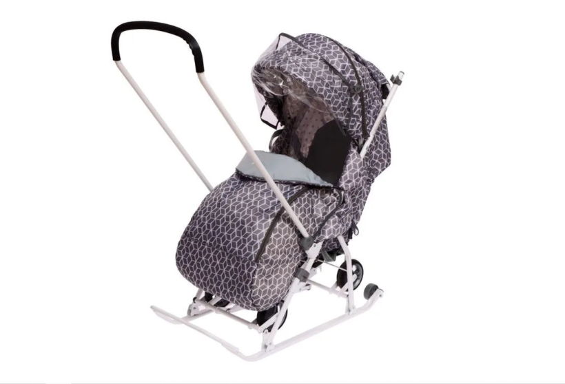 Санки-коляска Nika Наши детки серый с ромбиками НДТ3-1К/4
