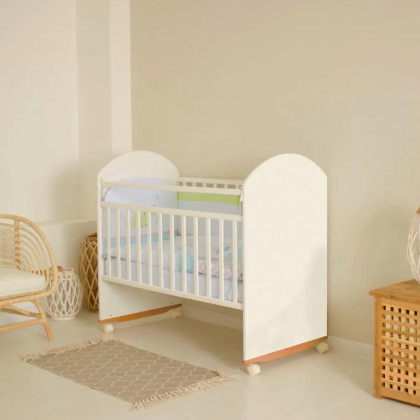 Кровать Белуччи колесо, качалка, цвет слоновая кость