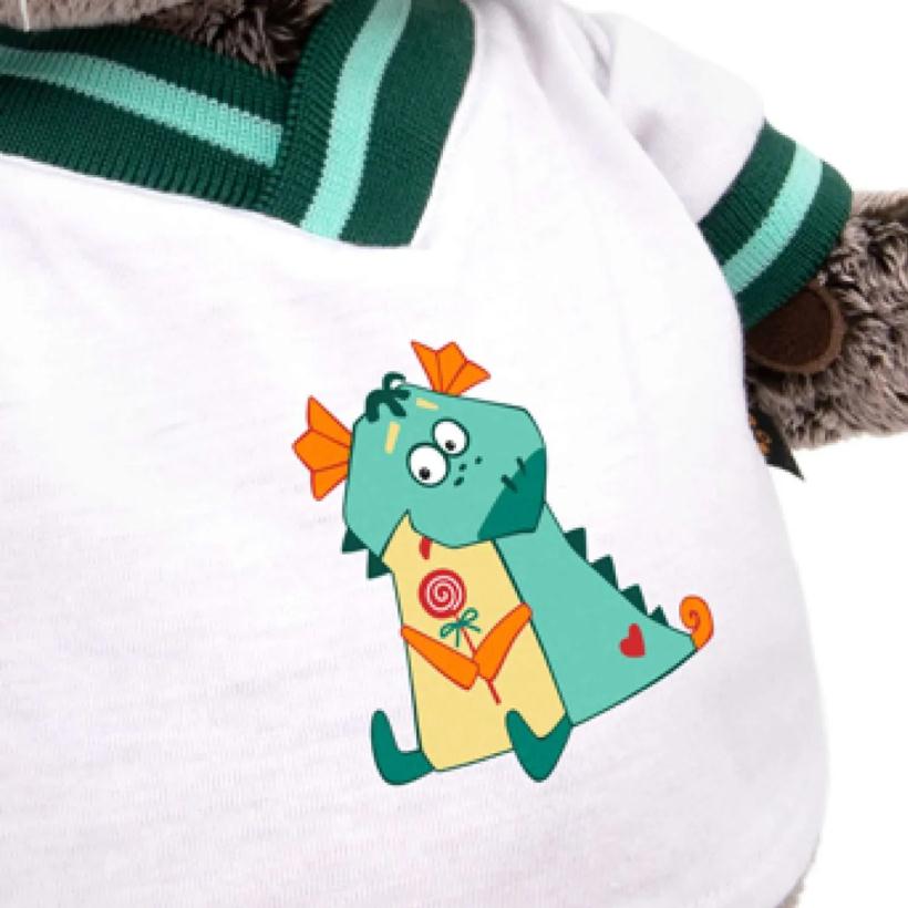 Мягкая игрушка 19 см Басик в футболке с дракончиком Ks19-255