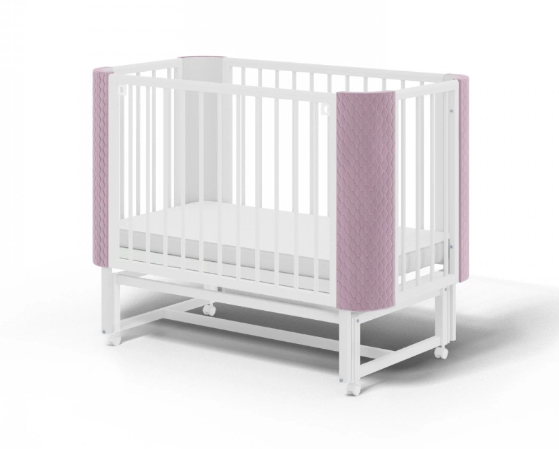 Детская кроватка с маятником Млада Фаворит розовый (велюр)