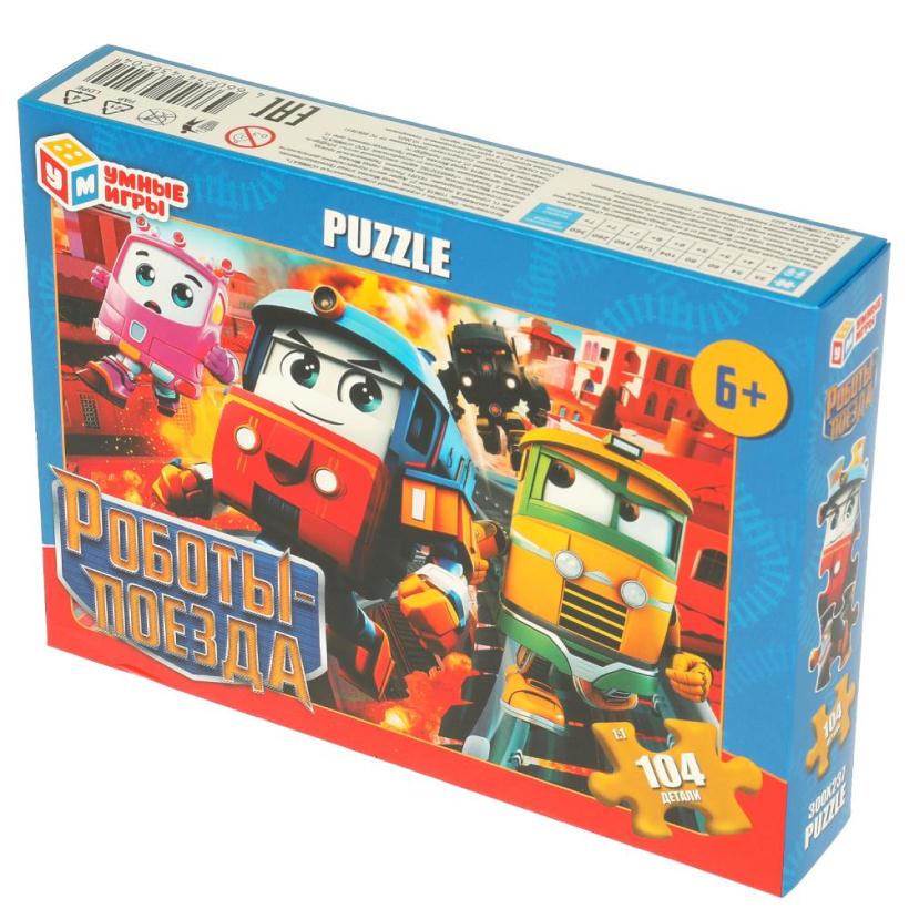 Пазлы 104 элемента Роботы-поезда