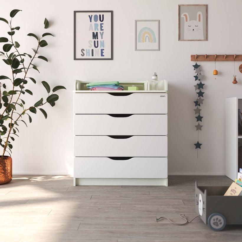 Комод Атон серия Сириус-2 Wood 804 ПВХ белый премиум, 4 ящика