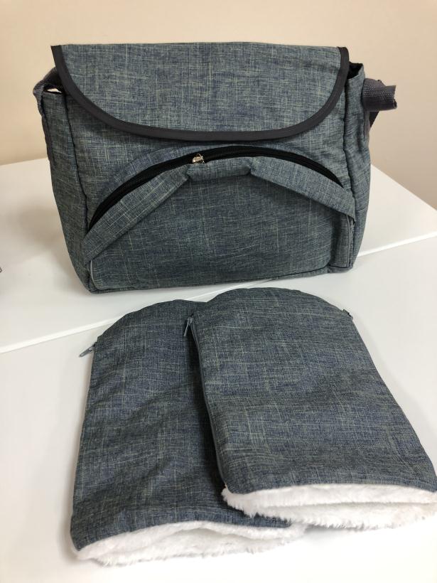 Санки-коляска Galaxy Snow kids 3-3С джинс серый с зеленым