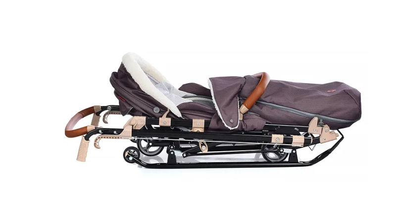 Санки коляска Ника детям НД7-8K в елочку коричневый