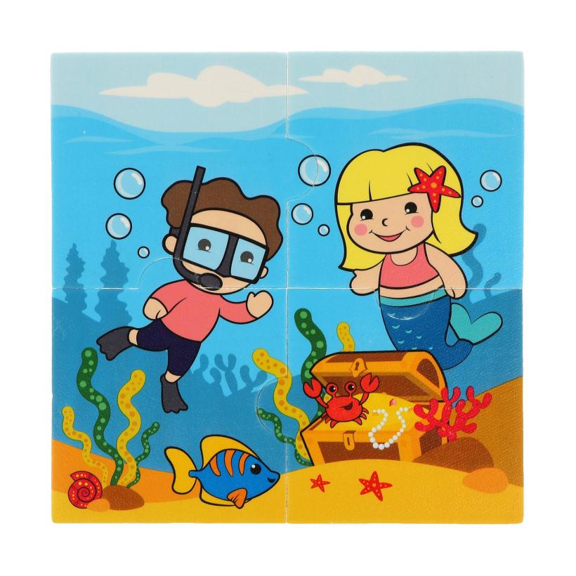 Стикеры для купания Веселые истории, 4 сюжета, 16 деталей арт.939827