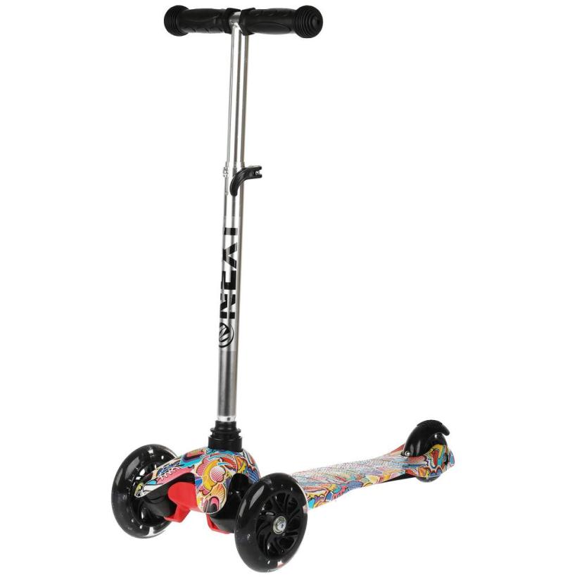 Самокат 3-х колесный "Next" управление наклоном, колеса светятся, принт арт.JP-MG-02B-WTP1_N22