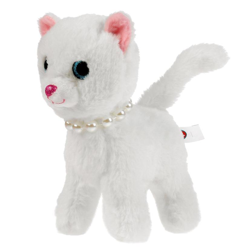 Мягкая игрушка "Мой питомец" Кошка с ожерельем 18 см в сумочке арт.F80083-18X