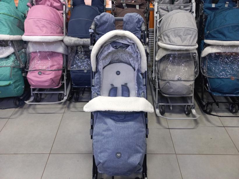 Санки коляска Ника детям НД7-8K синий джинс