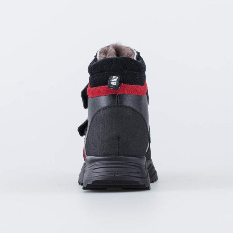 Ботинки зимние для мальчика , нат. кожа , цвет черно-красный , размеры с 25 по 29