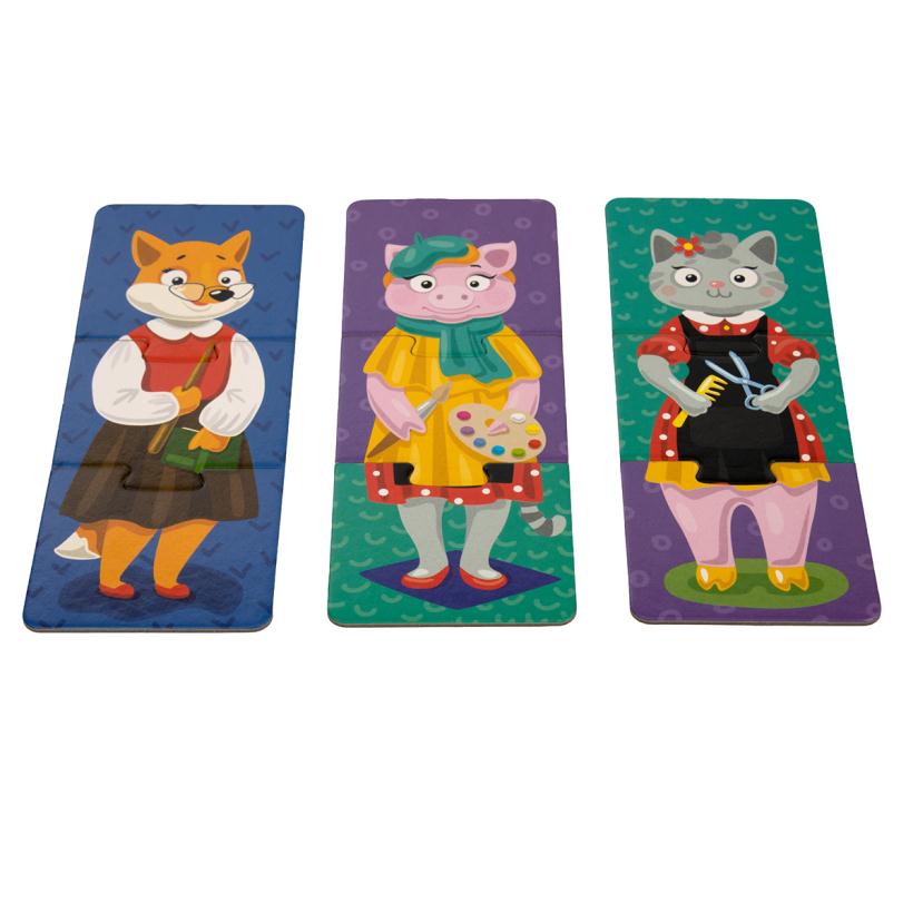 Пазлы тройные Baby Toys Звери и профессии 24 элемента