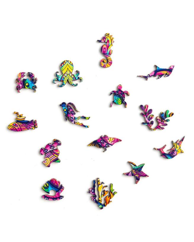 Деревянный пазл Puzzlewood "Тихоокеанский Осьминог" размер М 22*33 см 214 деталей