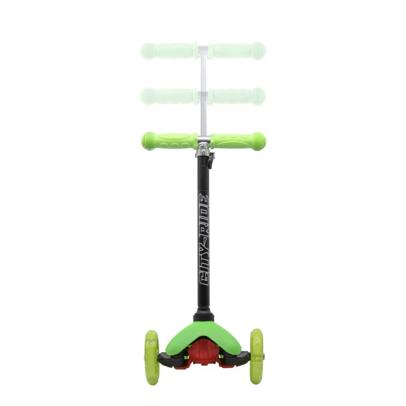Самокат City-Ride XD4 с регулируемой металлической ручкой, колеса светятся, зеленый