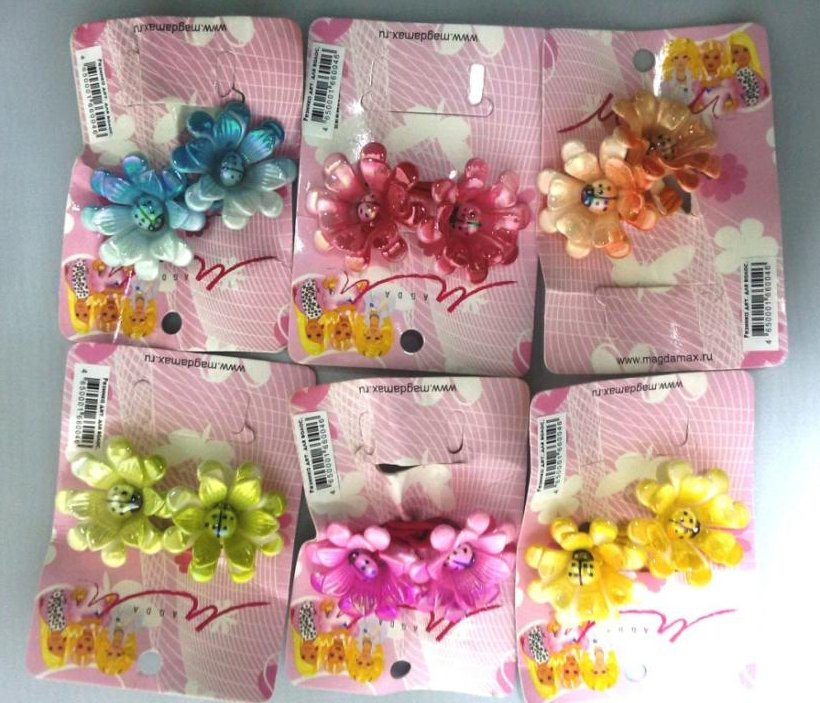 Резинки д/волос "Цветочки - божьи коровки" 1шт в уп.