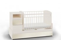 Кровать-трансформер Дива Премиум экокожа слоновая кость, поперечный маятник