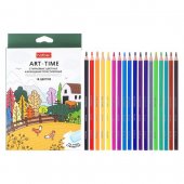 Карандаши цветные пластиковые Art-Time 18 цветов Hatber стираемые трехгранные Карандаши цветные пластиковые Art-Time 18 цветов Hatber стираемые трехгранные