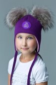 Шапка детская на завязках "Жучок" фиолетовый ISOSOFT (Зима) PicCo