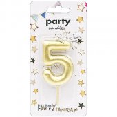 Свеча для торта цифра золото " 5 " 3*8см, картонный блистер, европодвес