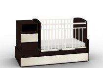 Кровать-трансформер Дива Премиум экокожа слоновая кость/венге, поперечный маятник