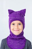 Шапка-шлем арт SH1800 "Кошки" р.48-56 фиолетовый (Демисезон)