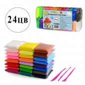 Воздушный пластилин 24 цвета, 240гр, инструменты для лепки К-32382