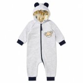 Комбинезон интерлок Linas baby серый с ушками